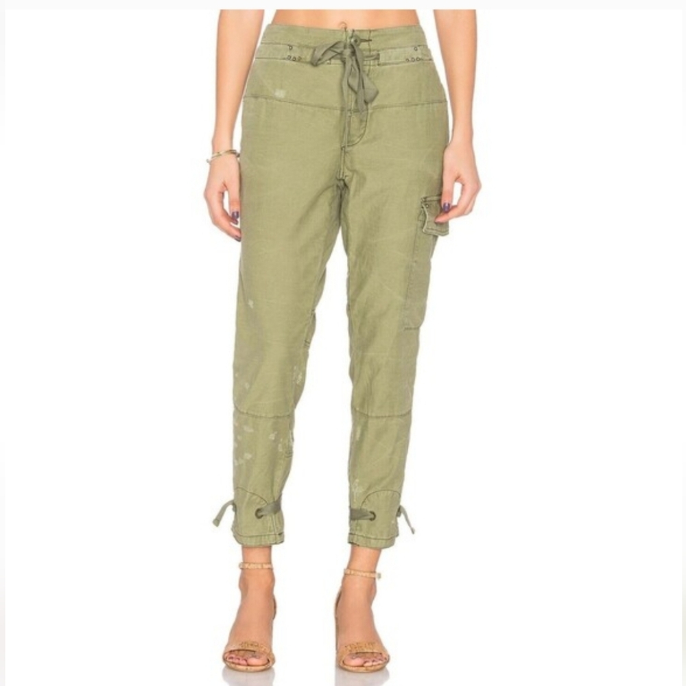 FREE PEOPLE Don't Get Lost Moss Distressed Utility Cargo Pant Joggers SIZE 2
